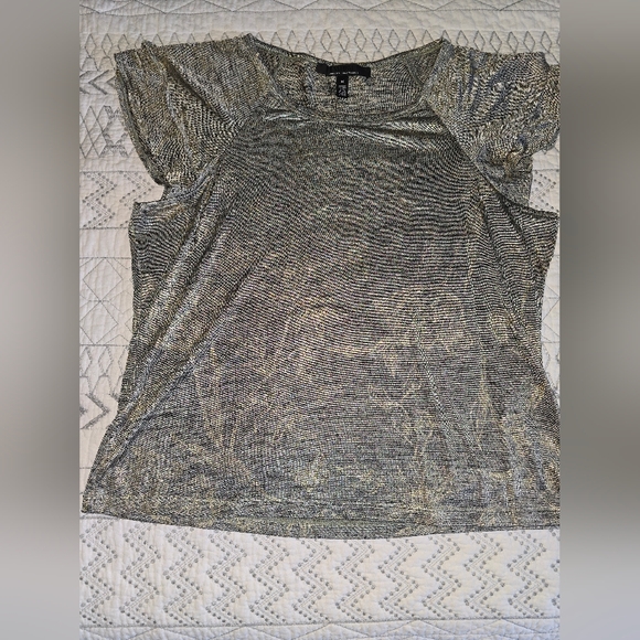 White House Black Market Tops - White House Black MarketElegant Gray/Gold Floral Women's Top Sz M